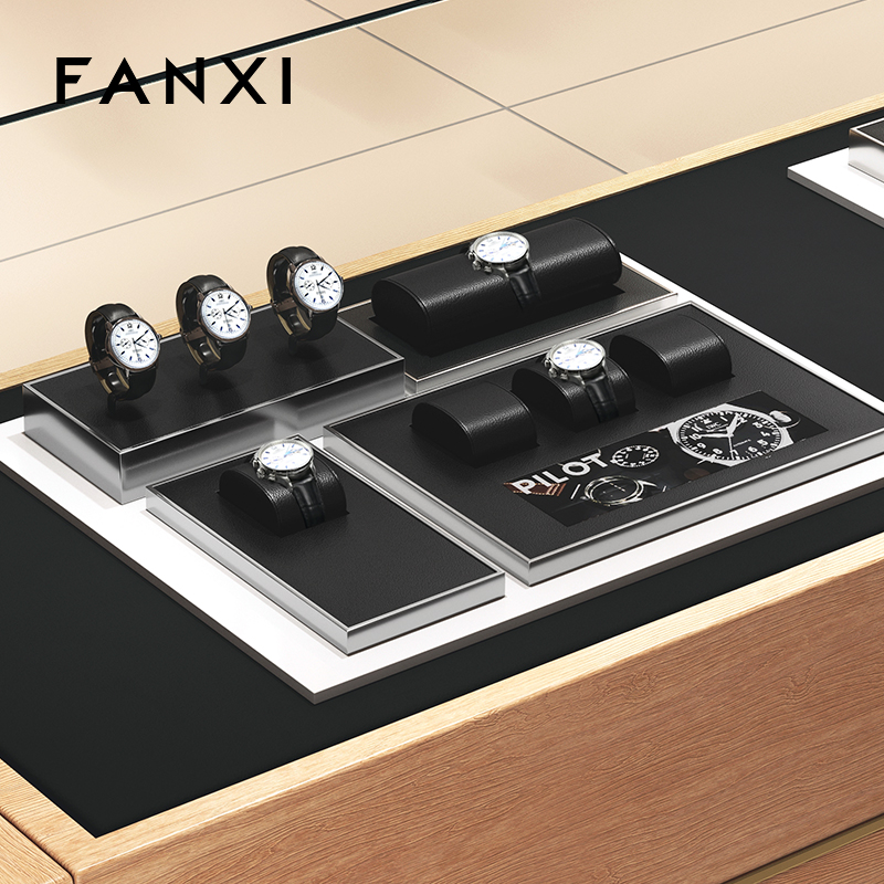 FANXI factory Black PU leather metal jewellery display