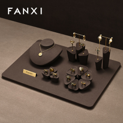 FANXI with logo Brown Microfiber necklace display