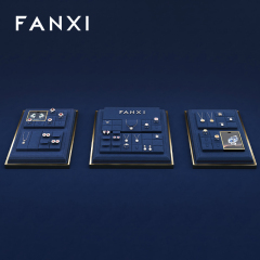FANXI wholesale Blue Microfiber metal jewelry ring display