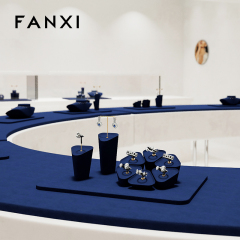 FANXI high quality Blue Microfiber jewellery ring display
