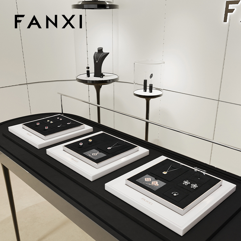 FANXI high end Black Microfiber custom jewelry display