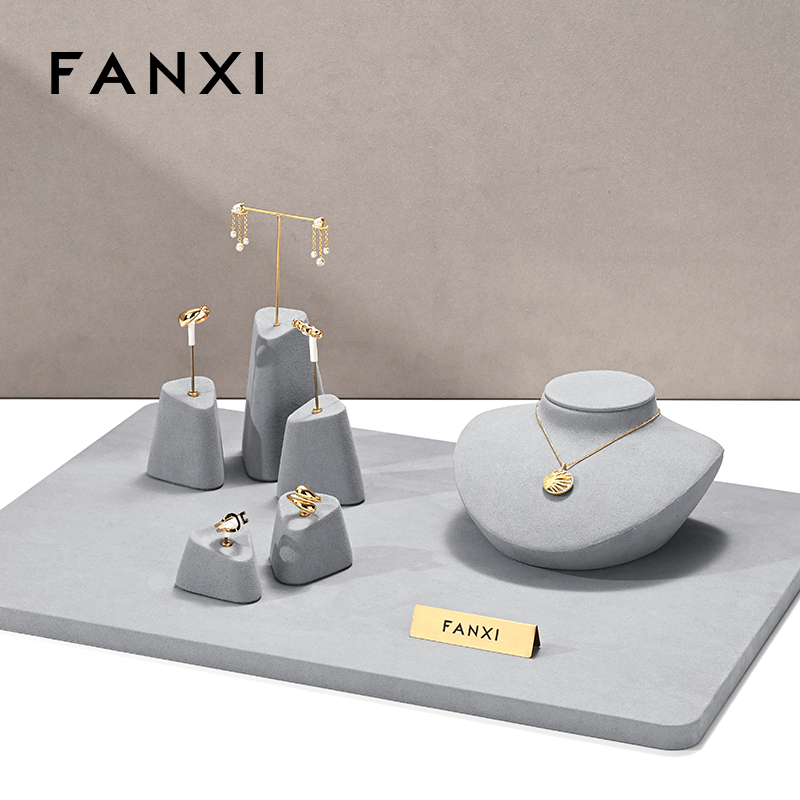 FANXI new arrival Gray Microfiber earring display stand