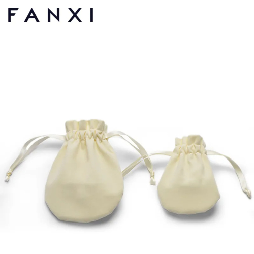 FANXI custom cream beige velvet jewelry bag