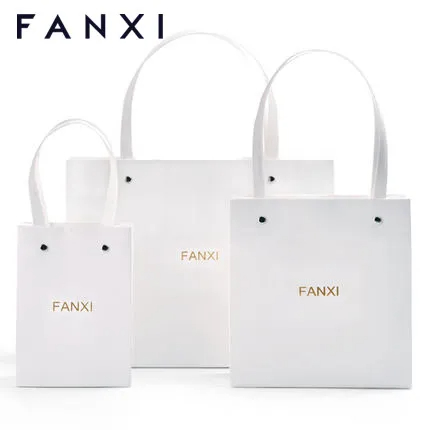 FANXI factory custom cheap kraft handle paper bag with logo print