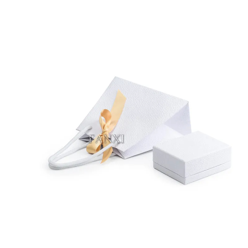 FANXI Wholesale Custom Logo Paper Shopping Bags With Ribbon And Handle For Jewelry Watch Cloth Cosmetic Packaging Luxury White Paper Gift Bag