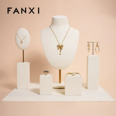 Luxury metal frame jewelry display set with white microfiber