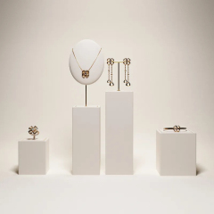 Luxury metal frame jewelry display set with white microfiber