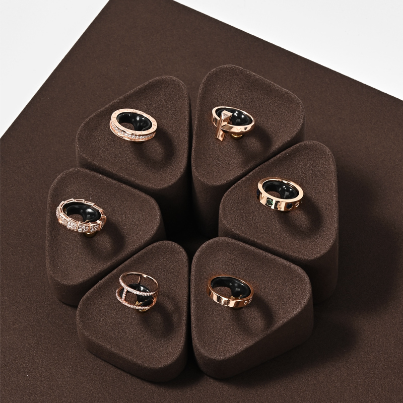 FANXI fashion Brown Microfiber jewellery ring display