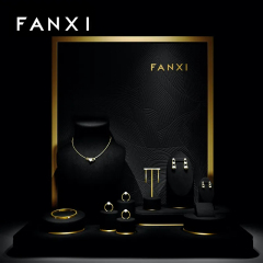 Custom counter black microfiber jewellery display set exhibitor