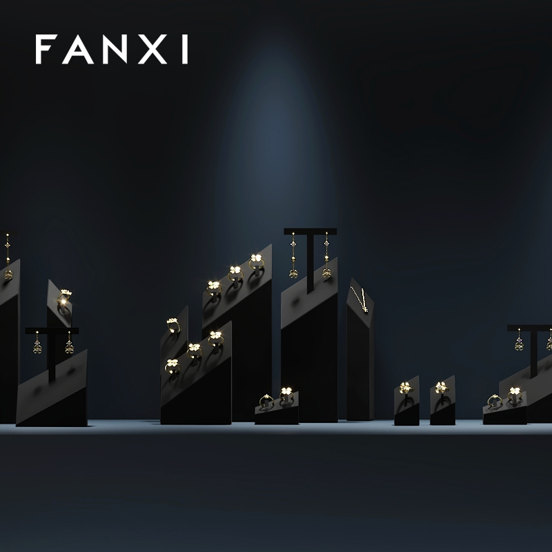 FANXI luxury black microfiber jewelry display rack