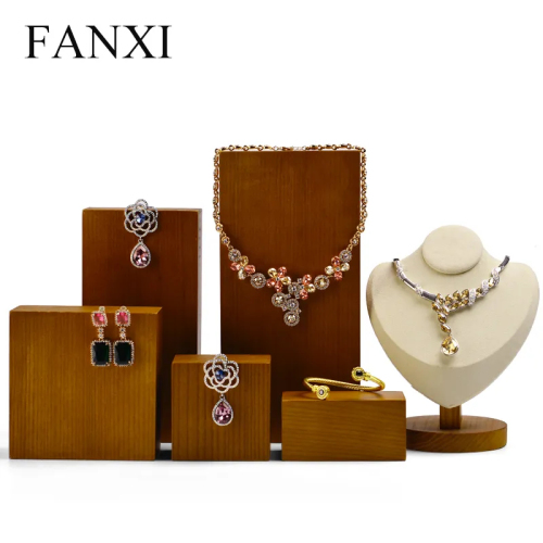 FANXI factory wholesale custom logo wood bracelet jewelry display stand