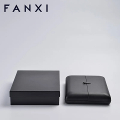 FANXI factory customize logo colour black leather jewellery packing boxc