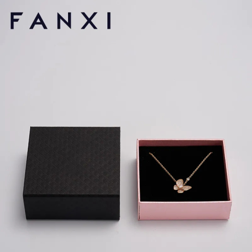 FANXI custom logo &amp; colour leatherette paper jewelry packaging box