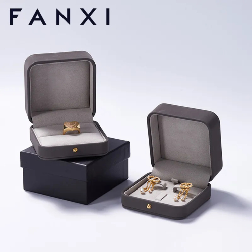 FANXI custom logo &amp; colour PU leather jewelry box with microfiber inside