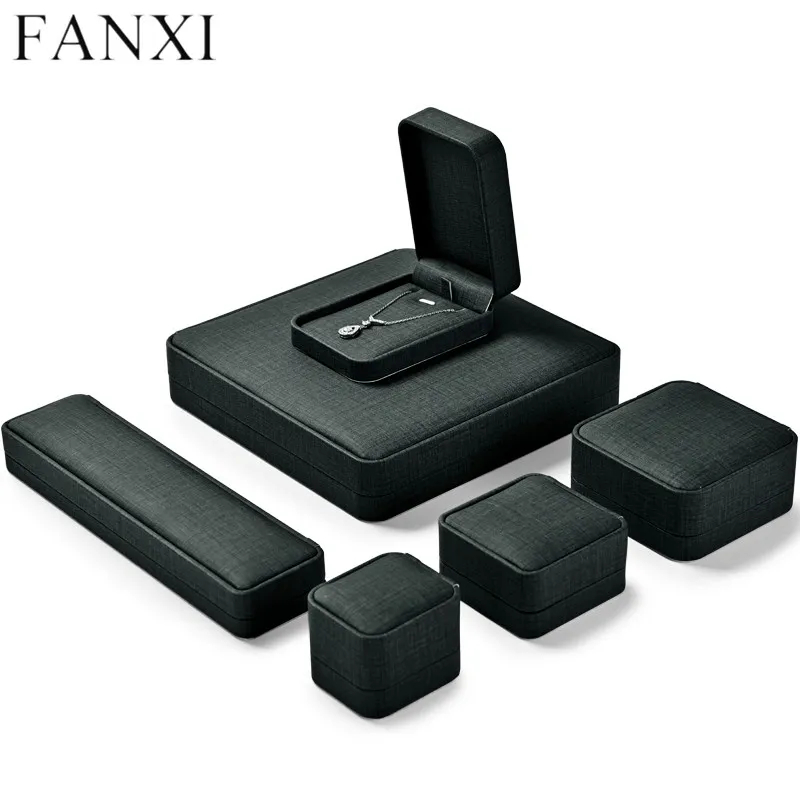 Custom logo black leather jewellery packaging box