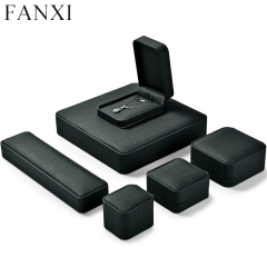 Custom logo black leather jewellery packaging box