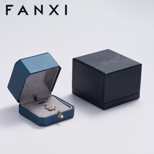 FANXI custom logo &amp; colour PU leather jewelry box with microfiber inside