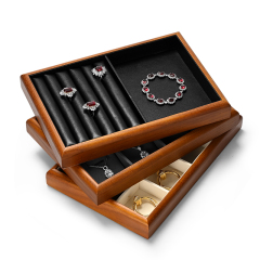 FANXI high quality Burlywood Microfiber solid wood jewelry display tray