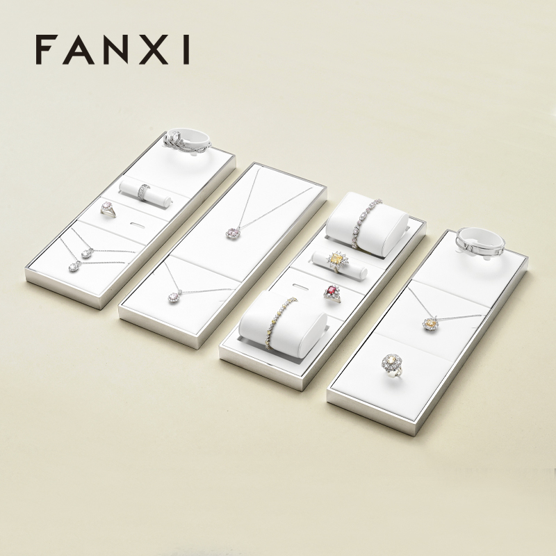 FANXI White Leather metal luxury jewelry display set
