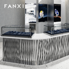 FANXI Blue Leather metal luxurious jewelry display