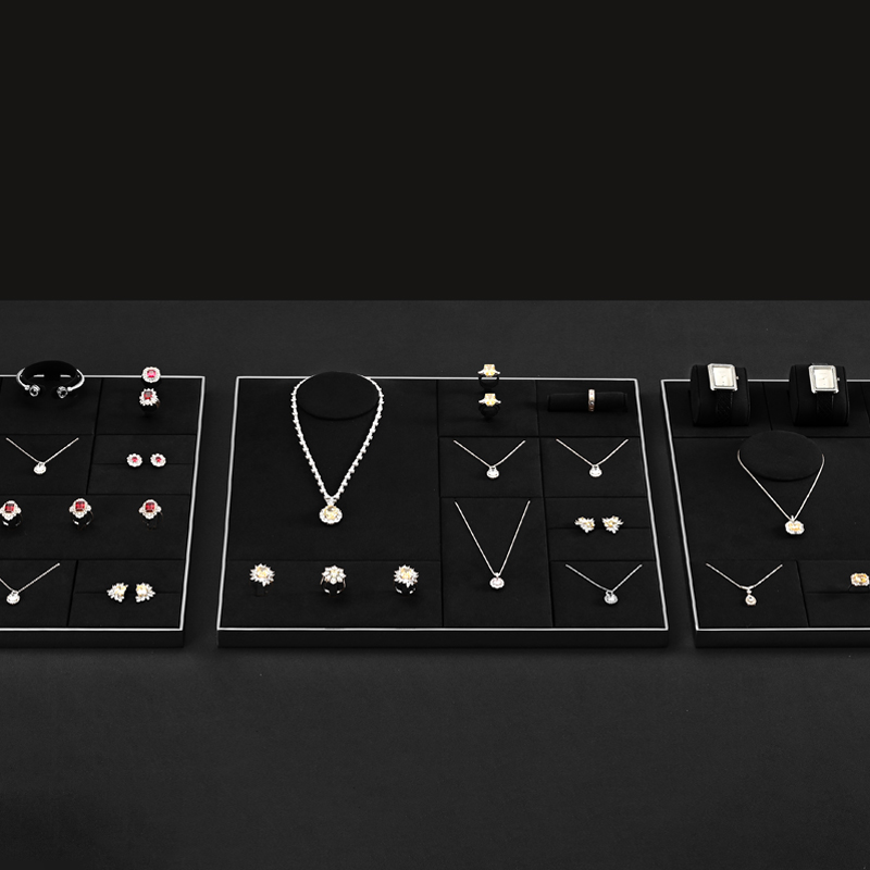 FANXI with logo Black Microfiber metal Jewelry display set series