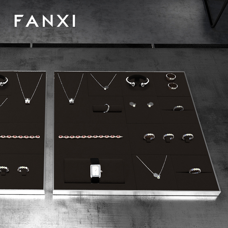 FANXI wholesale brown Microfiber metal ring display