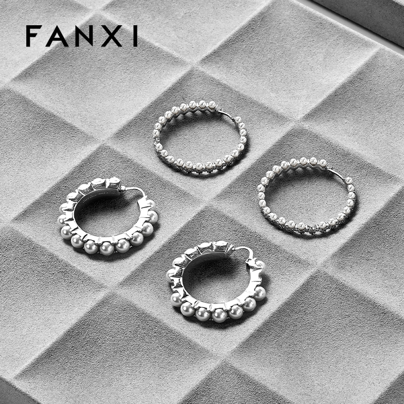 FANXI hot sale Beige Microfiber jewelry organizer trays