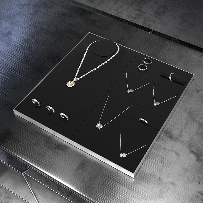 FANXI with logo Black Microfiber metal Jewelry display set series