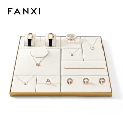 FANXI luxury Beige Microfiber metal Jewelry display set series