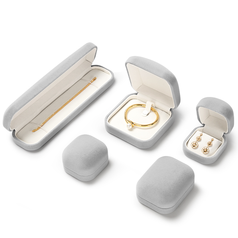 FANXI new arrival Grey Velvet jewelry packaging box