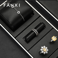 FANXI factory Black Leather metal jewelry presentation