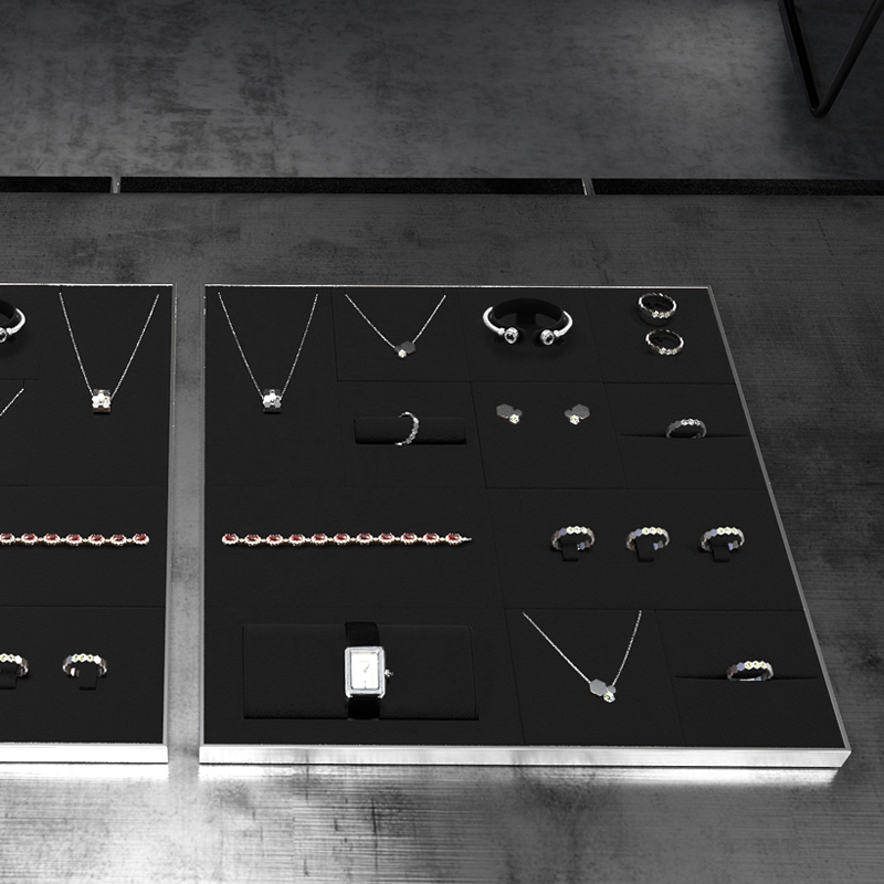 FANXI with logo Black Microfiber metal Jewelry display set series