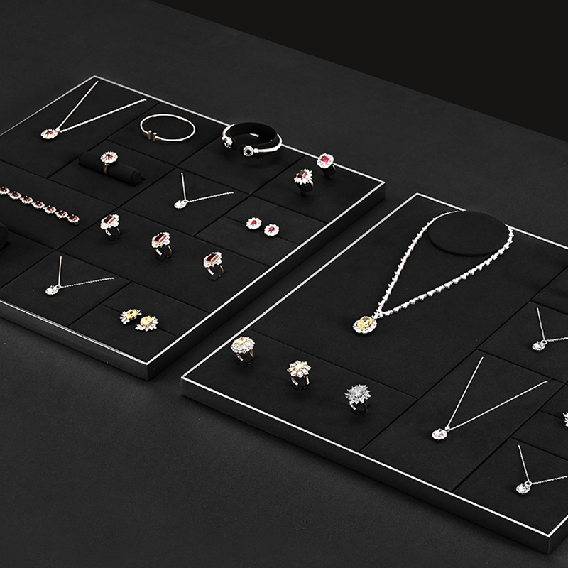 FANXI with logo Black Microfiber metal Jewelry display set series