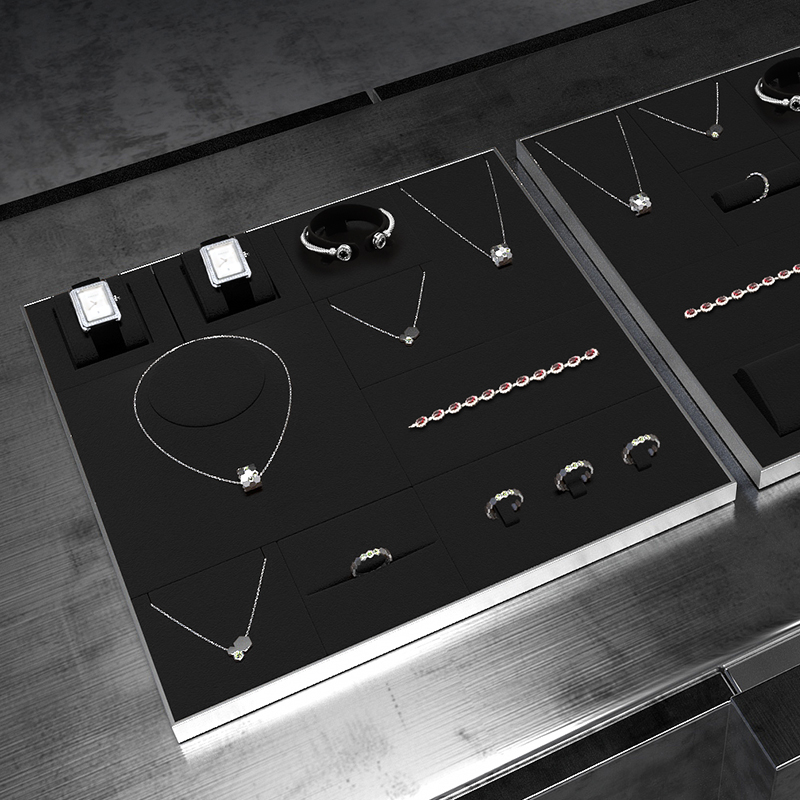 FANXI with logo Black Microfiber metal Jewelry display set series