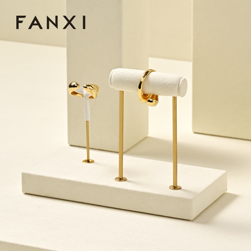 FANXI new arrival Beige Microfiber luxury jewellery display