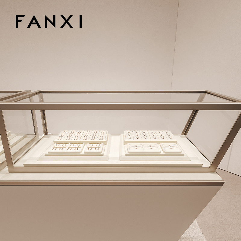 FANXI wholesale white Microfiber metal jewelry ring display