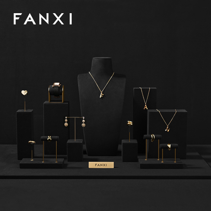 FANXI new arrival Black Microfiber luxury jewellery display