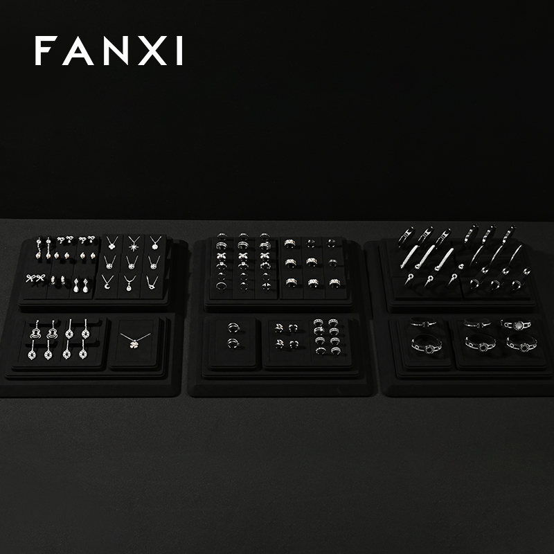 FANXI luxury Black Microfiber Jewelry display set series