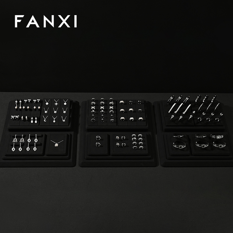 FANXI luxury Black Microfiber Jewelry display set series