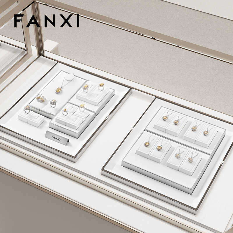 FANXI factory White PU leather jewellery necklace display