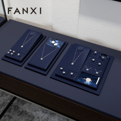 FANXI wholesale Blue PU leather jewellery necklace display