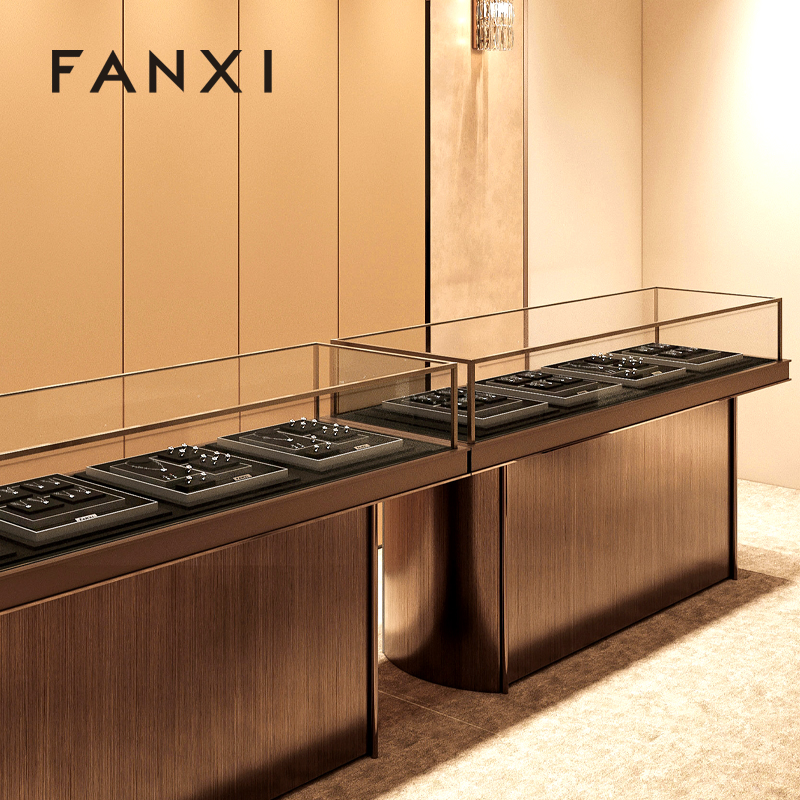 FANXI new arrival Brown Microfiber jewelry presentation