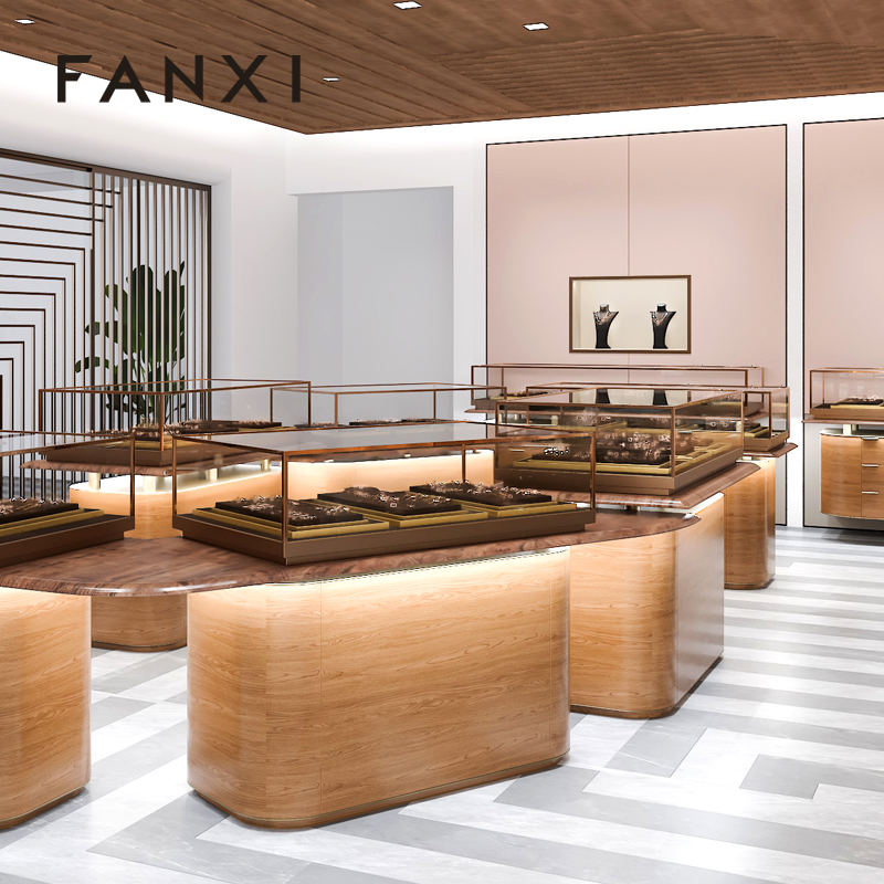 FANXI custom Brown Metal Microfiber luxury jewellery display