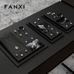 FANXI hot sale Black PU leather Jewelry display set series Product parameters Synopsis Name: Jewelry display set series Number: TT322 Material: PU leather Color: Black