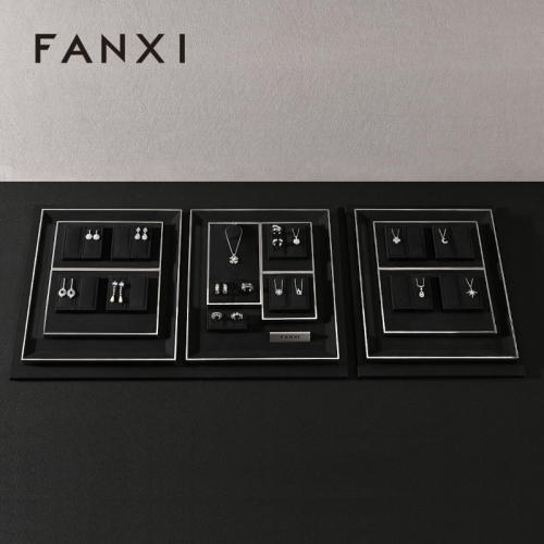FANXI fashion Black Metal and Microfiber Jewelry Display