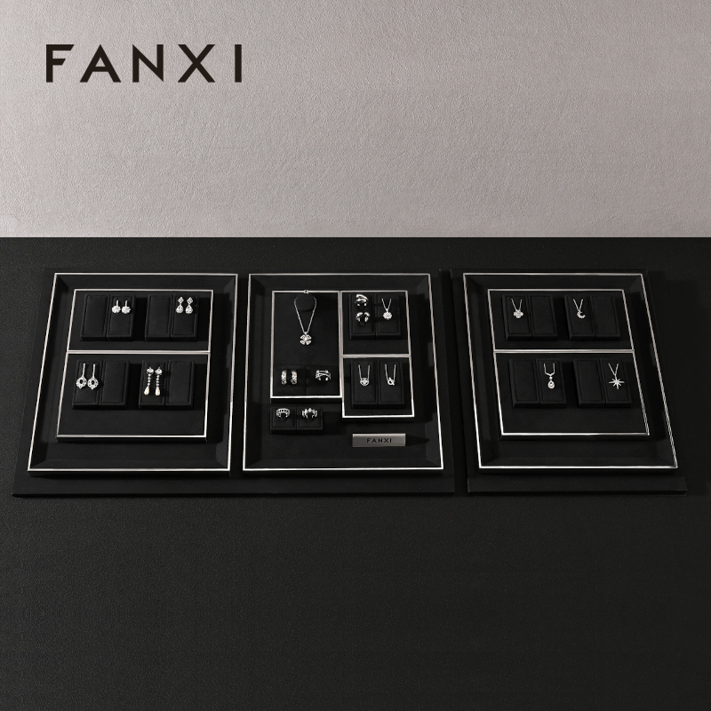 FANXI fashion Black Metal and Microfiber Jewelry Display