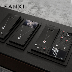 FANXI hot sale Black PU leather Jewelry display set series Product parameters Synopsis Name: Jewelry display set series Number: TT322 Material: PU leather Color: Black