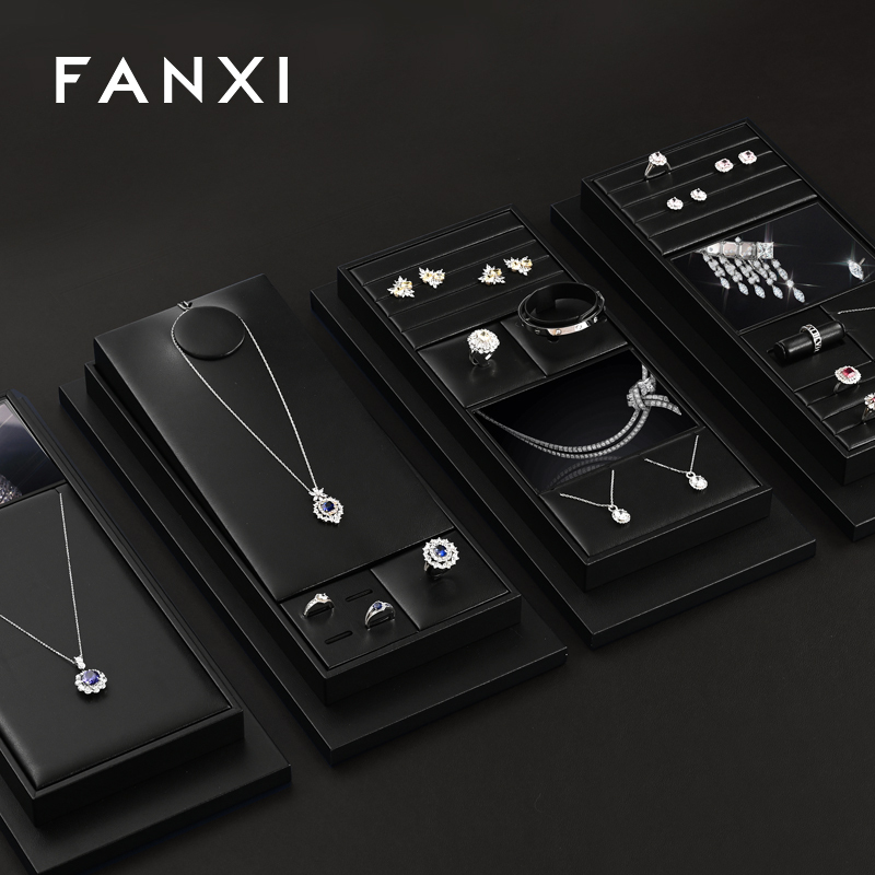 FANXI hot sale Black PU leather Jewelry display set series Product parameters Synopsis Name: Jewelry display set series Number: TT322 Material: PU leather Color: Black