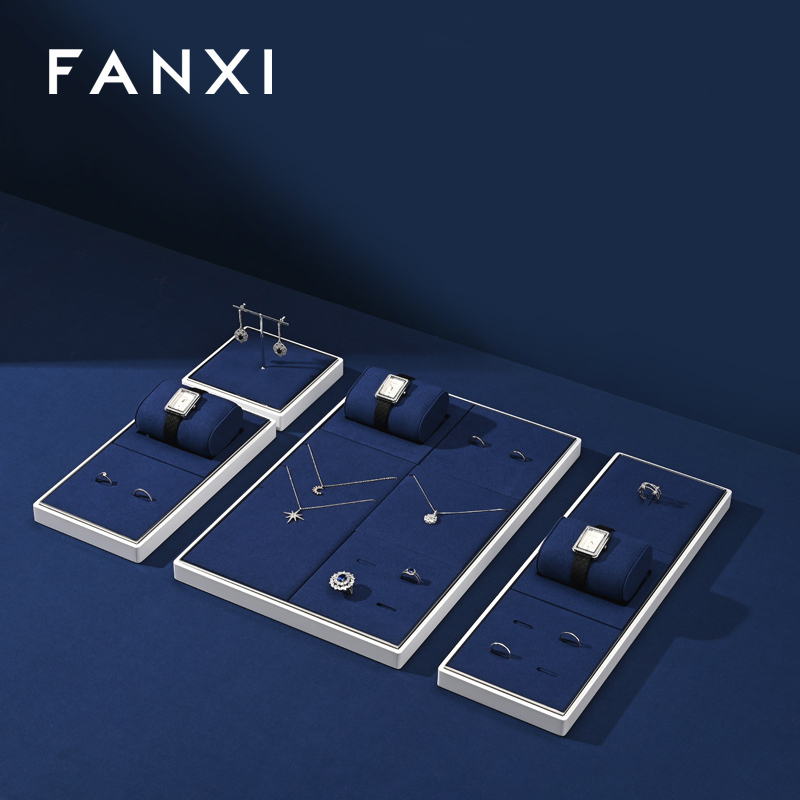 FANXI fashion Blue Microfiber Baking paint Jewelry Display