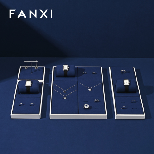 FANXI fashion Blue Microfiber Baking paint Jewelry Display